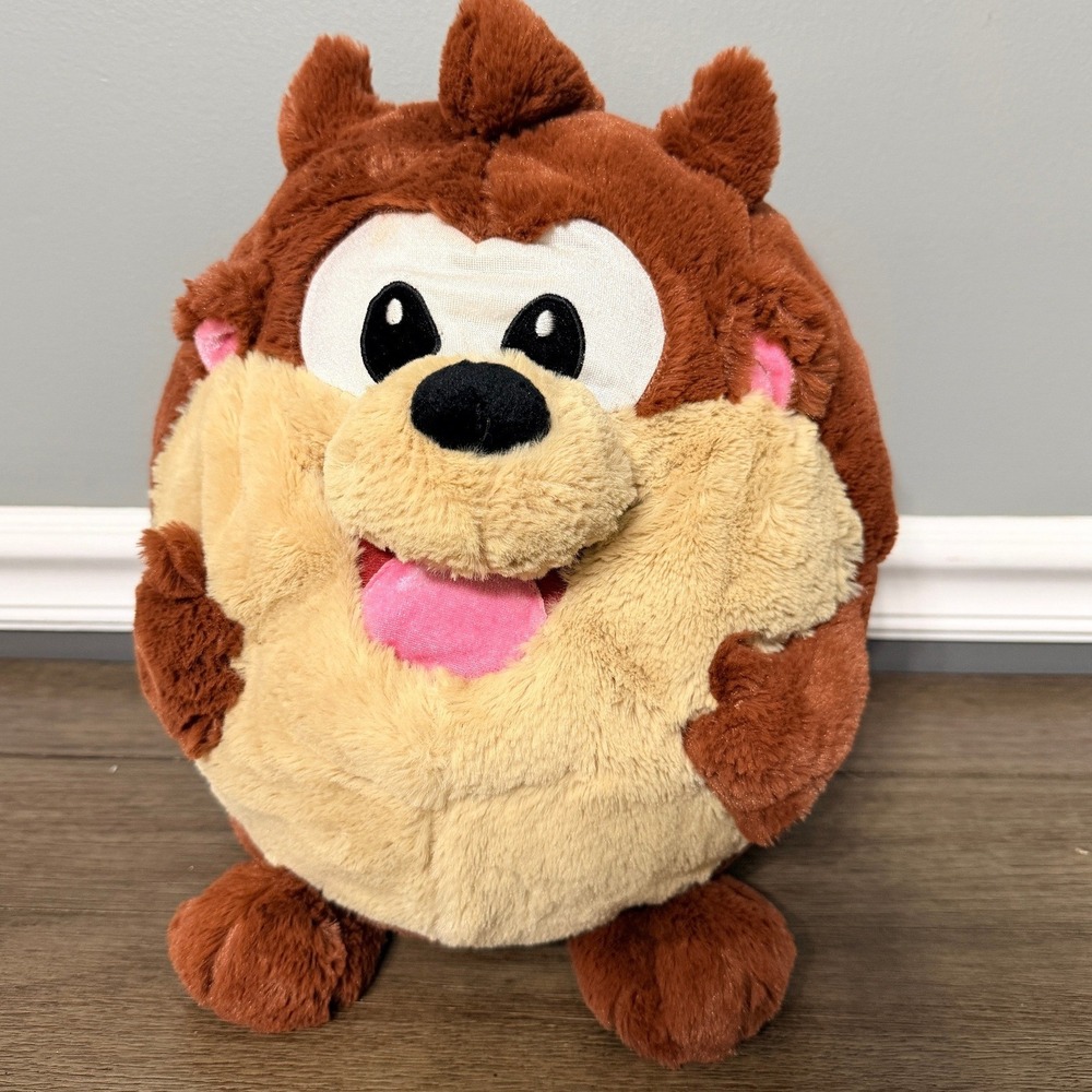 Looney Tunes Tasmanian Devil Taz Round Plush Six Flags Exclusive Brown Soft